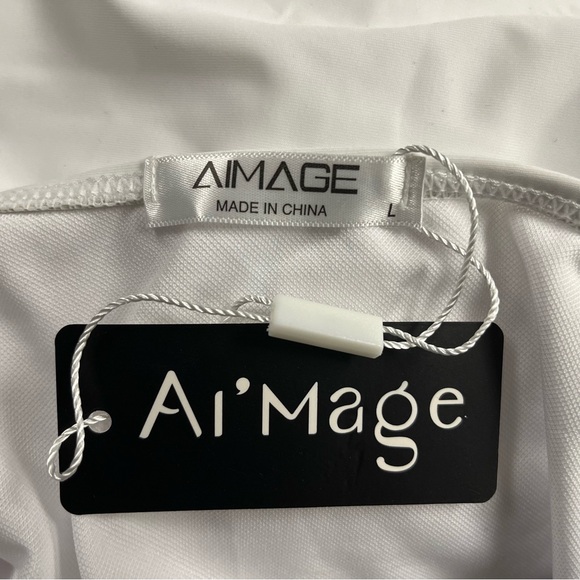 Ai’Mage ladies bow tie high waisted white one piece swimsuit size large (NWT) - Picture 6 of 6